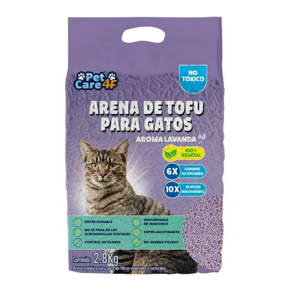 Arena de Tofu para Gatos Pet Care 4f Aroma Lavanda 2.8 kg