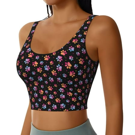 Picia Animal Paw 1 Sports Bra for Women Padded Strappy Sports Bras Medium Support Yoga Bra with Removable Cups Running Yoga Bra-X-Large