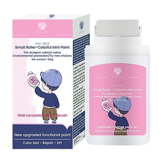 Petit Rouleau Patch Mural Brosse Outil Rouleau Patch Mural Rouleau Petit Rouleau Pinceau Mural Rouleau avec Peinture Latex 100ml