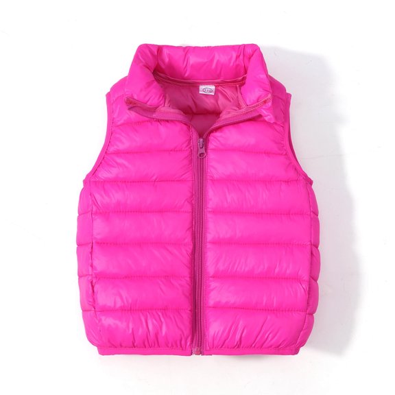 Boys Girls Vest Warm Winter Coat Fleece Winter Jacket Thicken Jacket Ea-Hot Pink-(6 Years)
