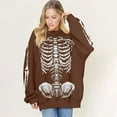 thumbnail image 2 of HUITKMM Chandail pour Femmes Unisexe Mode Imprimé Design Squelette Surdimensionné Longline Sans Capuche Col Rond pour et Mode Urbaine Décontracté, 2 of 5