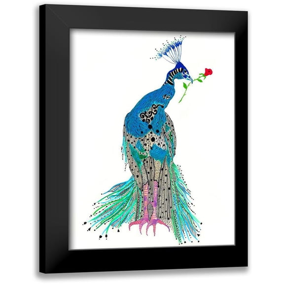 Kwerki Studios 12x14 Black Modern Framed Museum Art Print Titled - Pippy Peacock