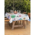 thumbnail image 3 of Outdoor Tablecloth with Umbrella Hole for Patio/Picnic/Party/Camping, Children's Day Waterproof Table Cloth Rectangle Table Cover Washable, Airplanes Sailing Boats Tree Cartoon School (52"x 70"), 3 of 8