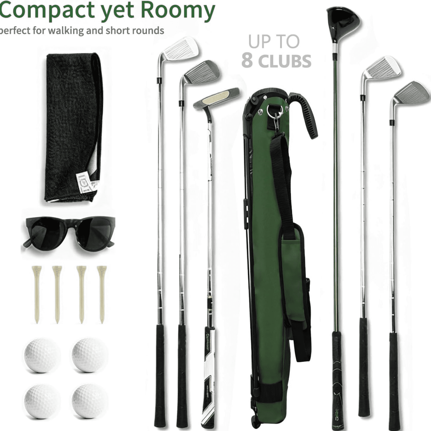 Lightweight Golf Stand Bag with Padded Strap - Portable 2-Way Divider Weekend Golf Bag for Driving Range - Golf Carry Bag with Retractable Legs & Pocket - Durable Practice Bag for Men Women