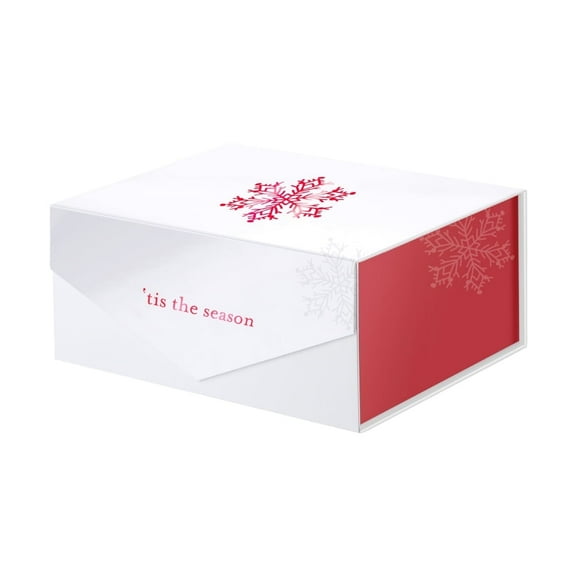 PACKHOME Gift Box, Red Magnetic Gift Box with Lid for Valentine's Day, 9x6.5x3.8 inches (Snowflake)