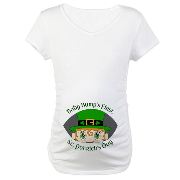 CafePress - First St. Patrick's Day Maternity T Shirt - Cotton Maternity T-shirt, Cute & Funny Pregnancy Tee