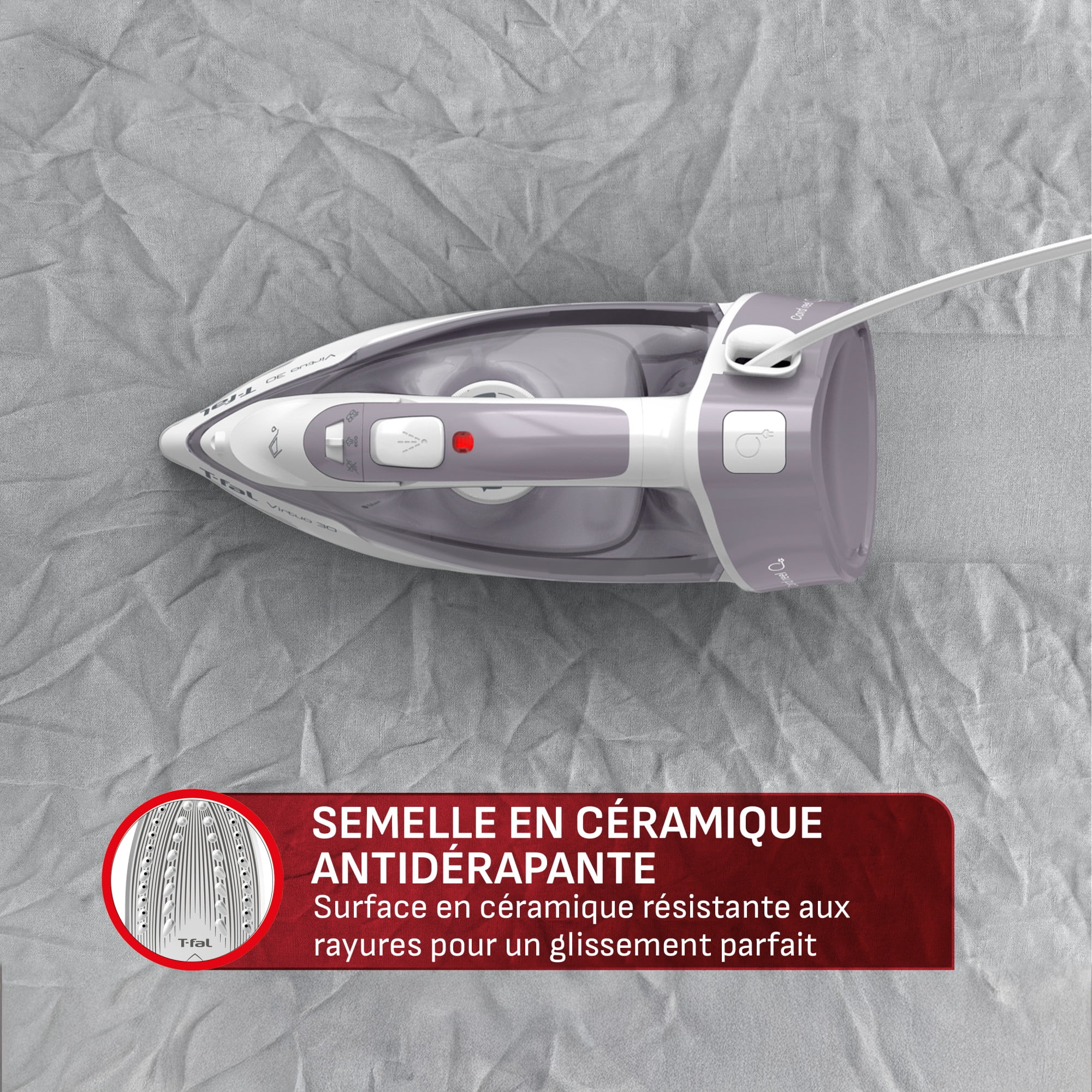 Fer à vapeur Virtuo 30, 1500 W avec cordon rétractable, semelle en céramique et arrêt automatique