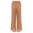 thumbnail image 4 of Gold Linen Pants Women Summer 2025 New Women's Casual Loose Fitting Waist and Ankle Patchwork Lace Cotton and Linen Pants, 4 of 5