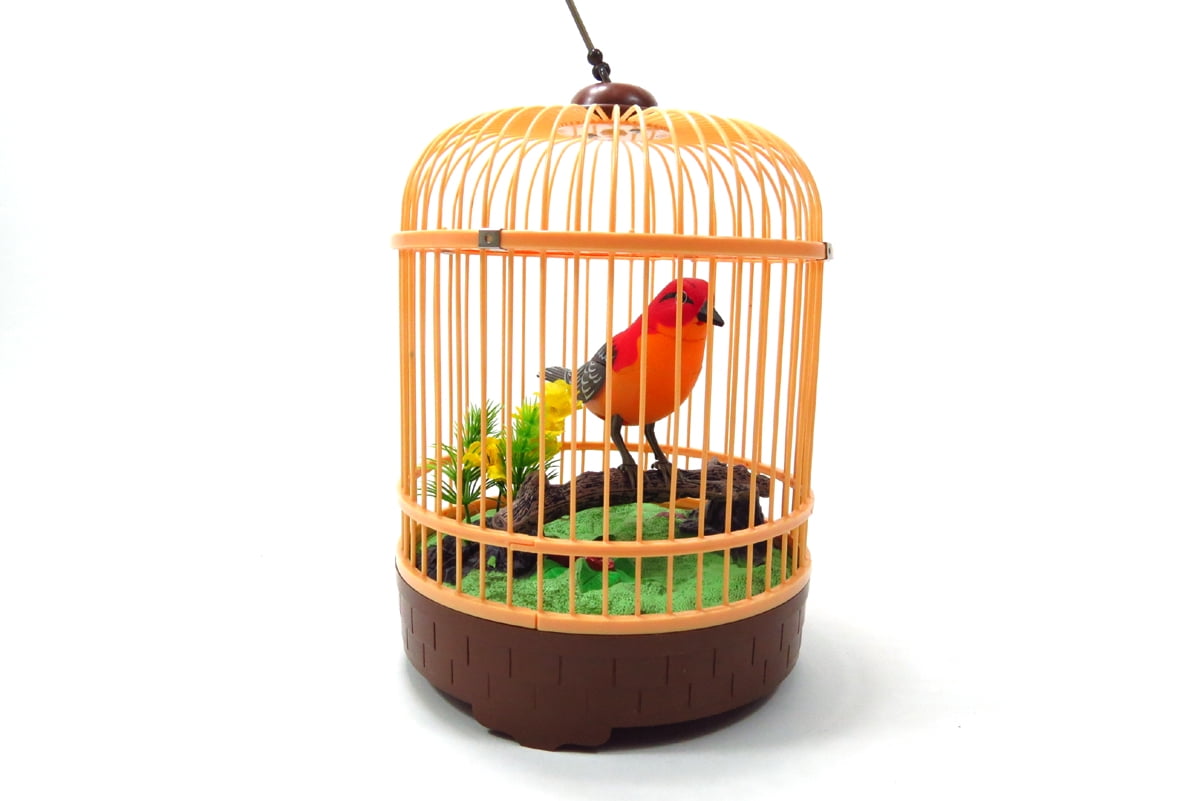 Beautiful Electronic Bird Singing Moving Chirping Toy Gift Pet Bird in Cage