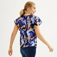 thumbnail image 2 of Women's Nine West Short Sleeve V-Neck Blouse Color: Mineral Black Size: LARGE, 2 of 4