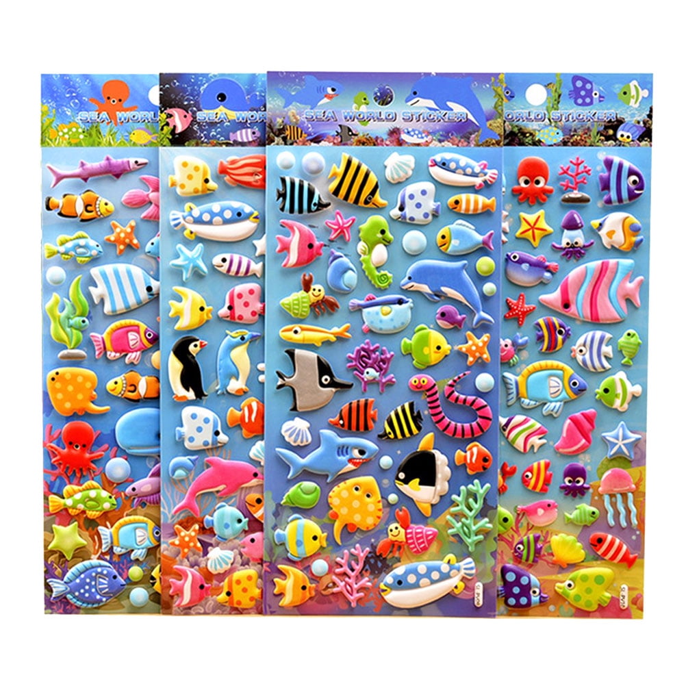4x/set 3D puffy bubble stickers scrapbook animals birthday party gift w 