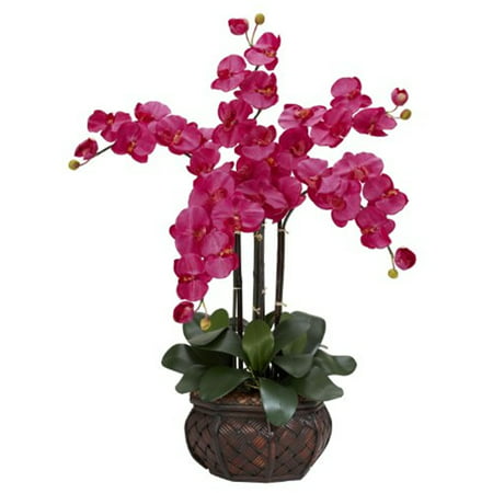 Phalaenopsis with Decorative Vase Silk Flower Arrangement  Beauty Nearly Natural Phalaenopsis w/Decorative Vase Silk Flower Arrangement