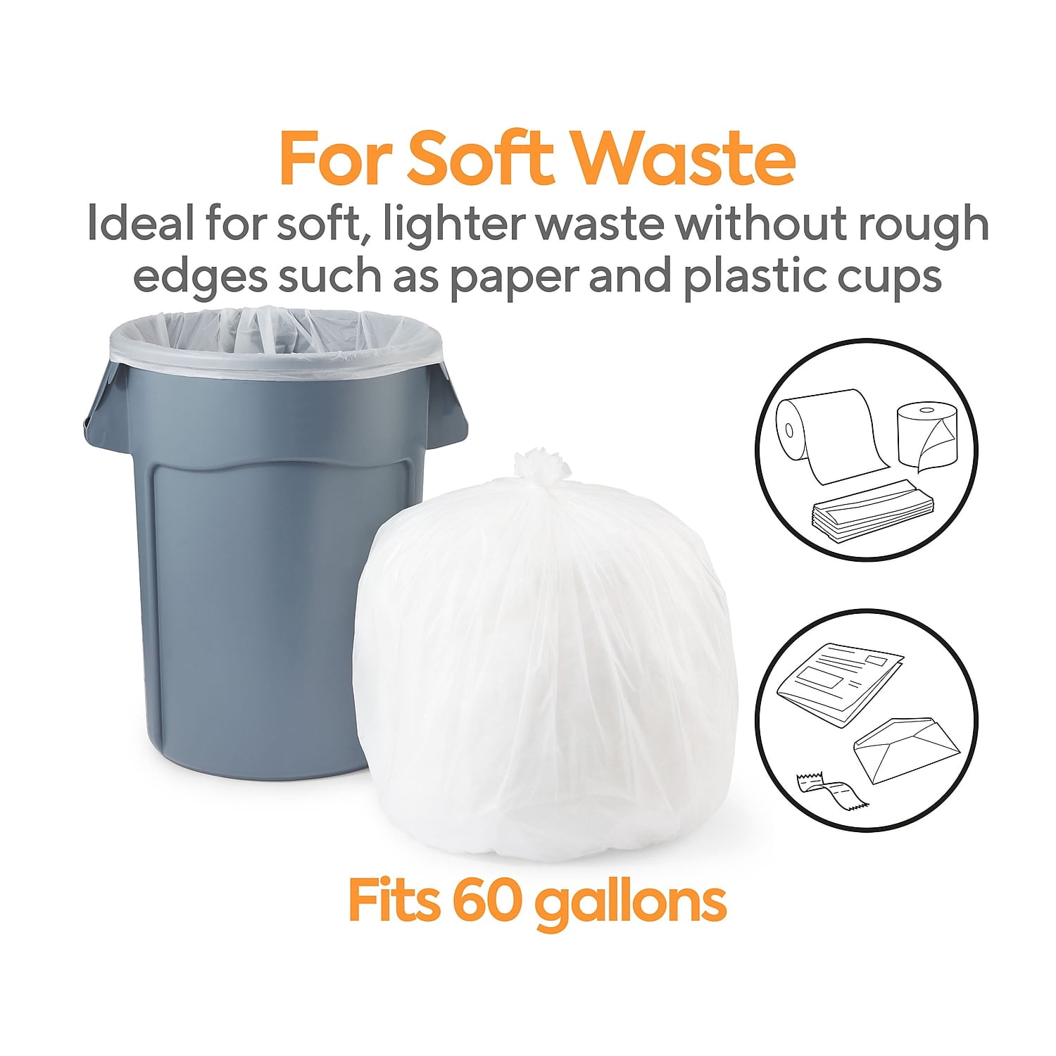 Staples Coastwide Professional 55-60 Gallon Trash Bag 38" x 60" High Density 14 mic Natural 200
