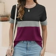 thumbnail image 6 of Pincandy Women's Summer Striped Pullover Tops 2025 Trendy Color Block Short Sleeve Tee Shirts Crew Neck Casual Loose Shirts, 6 of 7