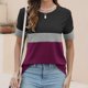 thumbnail image 5 of Tops Cortos para las Mujeres Casual Moda Rayas Impreso Cuello Redondo, Camiseta de Manga Corta para el Uso Diario, Fiesta Y Cómodo, 5 of 7