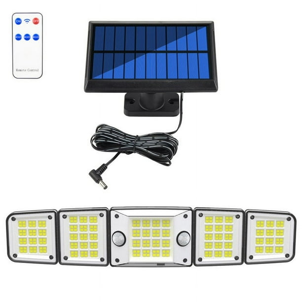 Luces solares para exteriores con sensor de movimiento, luces de seguridad con energía solar, reflector LED con detección de movimiento para patio de garaje