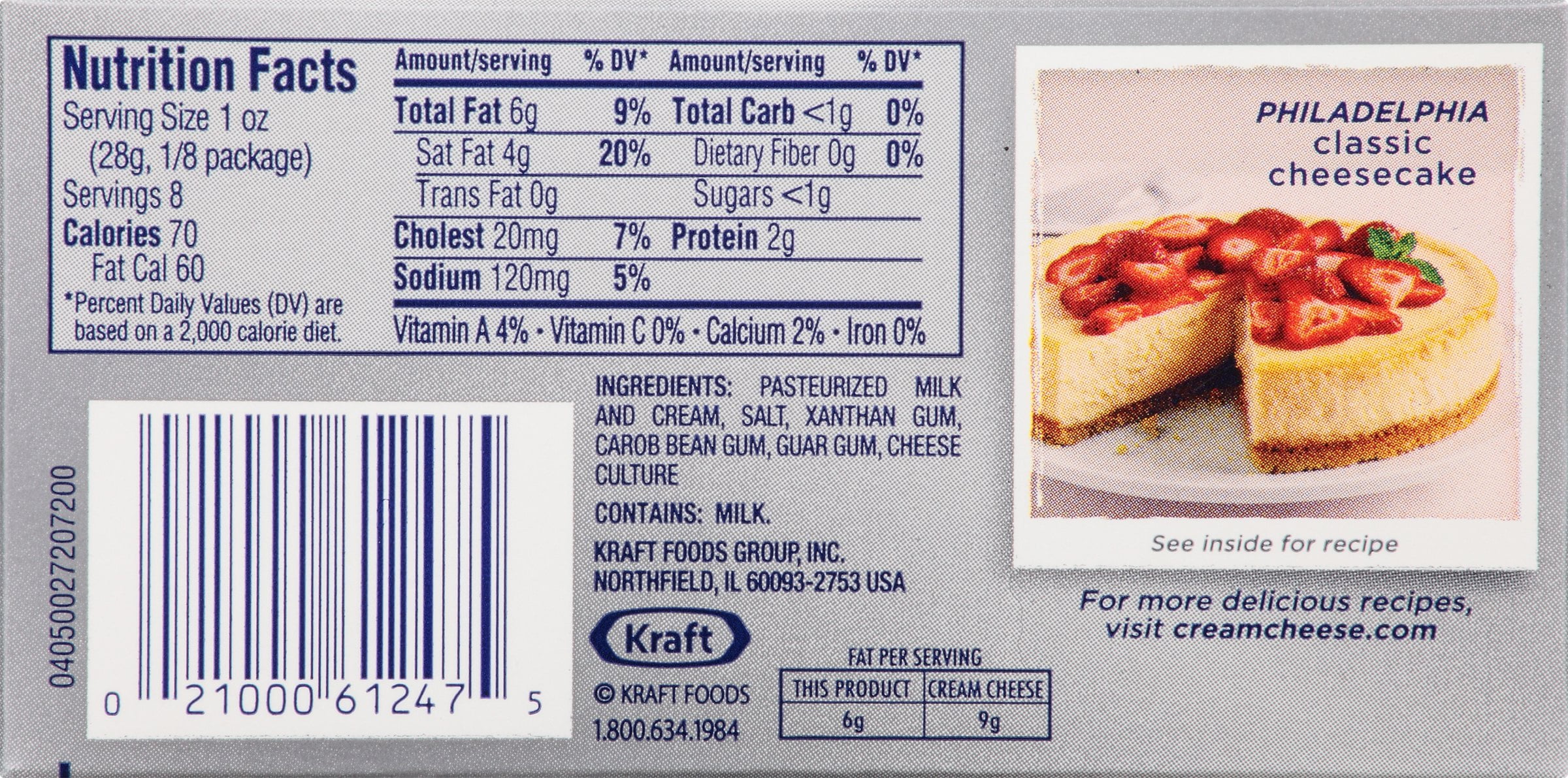 Philadelphia Cream Cheese Nutrition
