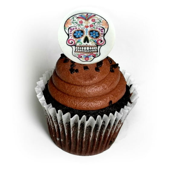 30 Small 1.5" Assorted Day of the Dead Dia De Los Muertos Halloween Sugar Skull Edible Image Wafer Paper Deco Machine? Toppers Birthday Cake Cookie Cupcake Dessert Topper Decoration Party Supplies