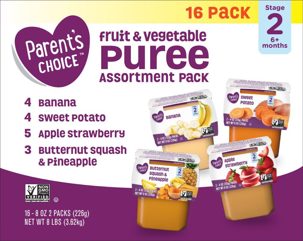 (Pack of 16) Parent's Choice Stage 2, Variety Pack Baby Food, 24 oz