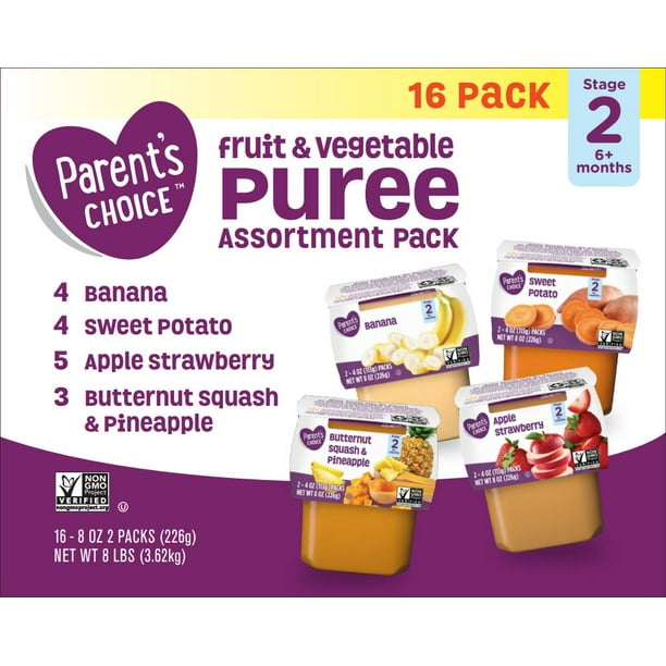 (Pack of 16) Parent's Choice Stage 2, Variety Pack Baby Food, 24 oz Tubs