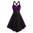 thumbnail image 3 of Huowey Gothic Dresses Women Halloween LaceâUp Waist Fancy Cosplay Party Gown V-Neck Spaghetti Strap Eye-Catching Halloween Dress,Purple,M, 3 of 3