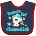 thumbnail image 3 of Inktastic Baby's 1st Chrismukkah with Cute Baby Penguin and Snowflakes Boys or Girls Baby Bib, 3 of 4