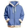 thumbnail image 5 of BiZtdJrK Zip Up Hoodie Mens Fleece Jacket Faux Fur Long Sleeve Hooded Sweatshirts Winter Warm Christmas Coats, Blue, M, 5 of 8