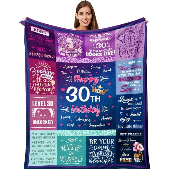 30th Birthday Gifts for Women - Throw Blanket , 30th Birthday Gifts for Her, 30 Year Old Birthday Gifts for Women, 30th Birthday Decorations for Women, Gifts for 30th Birthday Woman Blanket
