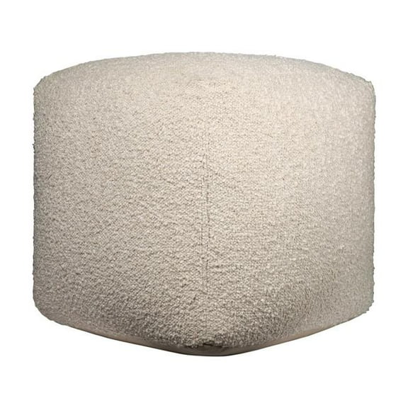 HomeRoots 551570 18 in. Beige Polyester Cube Outdoor Pouf Ottoman