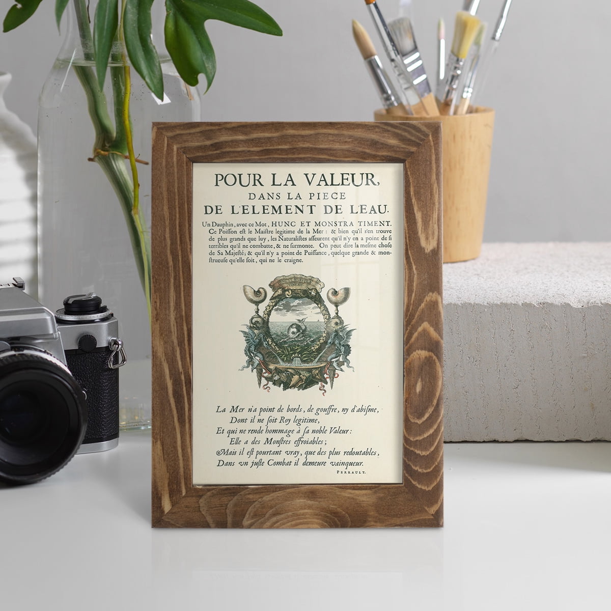Printed Embellished Bookplate VII - Framed Print w/glass - Walnut