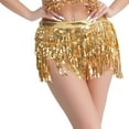 thumbnail image 5 of Lovskoo Women's Sequin Fringe Hip Skirts Fashion Belly Dance Waist Belt Hip Scarf Lace-Up Skirt Gold, 5 of 9