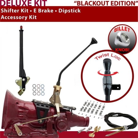 American Shifter AOD Shifter Kit Black 12 in. E Brake Cable Clamp Dipstick for F0BC9
