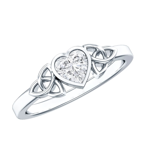 Rosec Jewels Lab Grown Diamond Heart Promise Ring - EF-VS Grade - Ready to Gift, 925 Sterling Silver, US 4.00