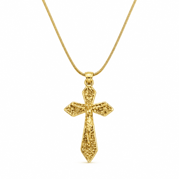 Kerinzo - Cross Pendant Necklace for Women & Men | Adjustable Snake Chain Religious Fashion Jewelry