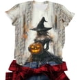 thumbnail image 5 of Women's Witch Graphic T-Shirts Halloween Pumpkin Tops Short Sleeve Crewneck Casual Fall Tees Novelty Holiday Blouse for Season Comfortable Fit, 5 of 6