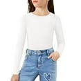 thumbnail image 2 of AINIYS Girls Long Sleeve Shirts Crewneck Slim Tops Soft Ribbed Knit Casual Base Layer Tops Tee White 4-8Years, 2 of 7