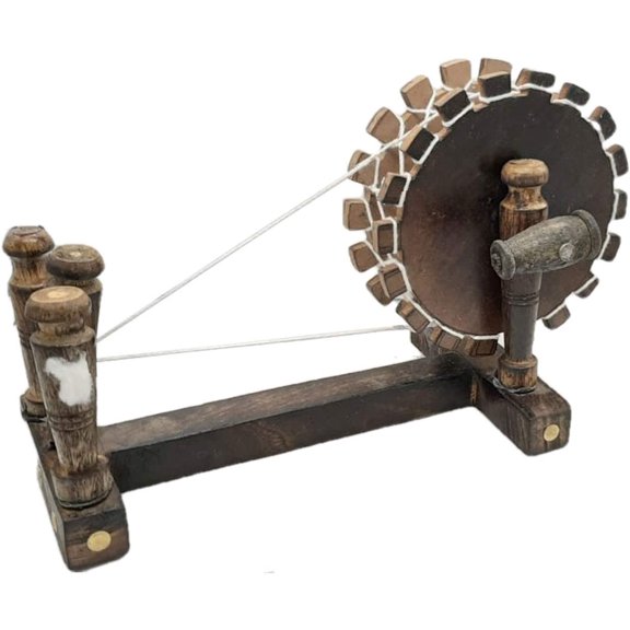 India Meets India Wooden Charkha (Spinning Wheel) Decorative Showpiece 12"x7.5" Indian Independence Day Gandhi Jayanti Handicraft by Awarded Indian Artisans