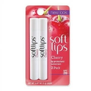 3 Twin-Packs Softlips Lip Protectant Balm, Sunscreen SPF 20, Cherry