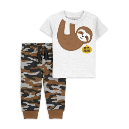 Child of Mine by Carters Baby Boys Sloth Short Sleeve Outfit, 2 Piece Set
