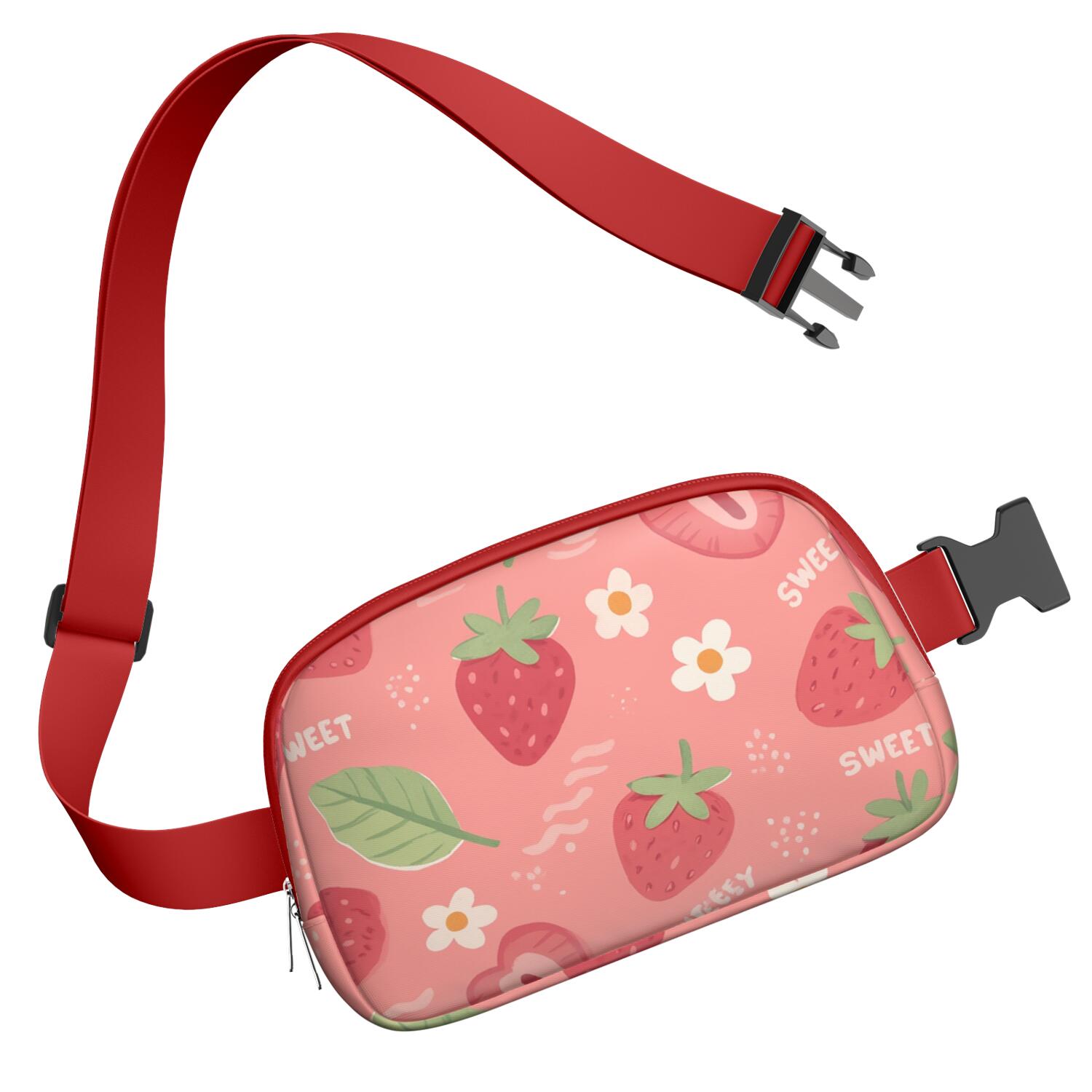 Crossbody Fanny Pack for Sports Enthusiasts Commuters Waist Bag & Hip Bum Bag with Adjustable Strap for Outdoors Workout Traveling Strawberry Sporty Waist Pack