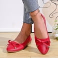 thumbnail image 4 of Dakaela Chaussures Plates pour Femmes, Bout Rond Fermé, Ballerines à Petit Talon Compensé, Nœud, Mocassins Confortables en Cuir à Enfiler pour Femmes, Rouge, Taille 7, 4 of 9