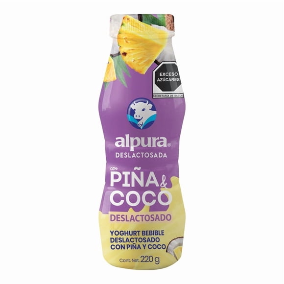 Yogurt Bebible Alpura Piña Coco Deslactosado Bebible 220g