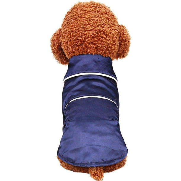 Pijamas para perros pequeños y gatos, ropa de dormir de dos patas con solapa de seda suave para mascotas, camisa para todas las estaciones (M, azul)