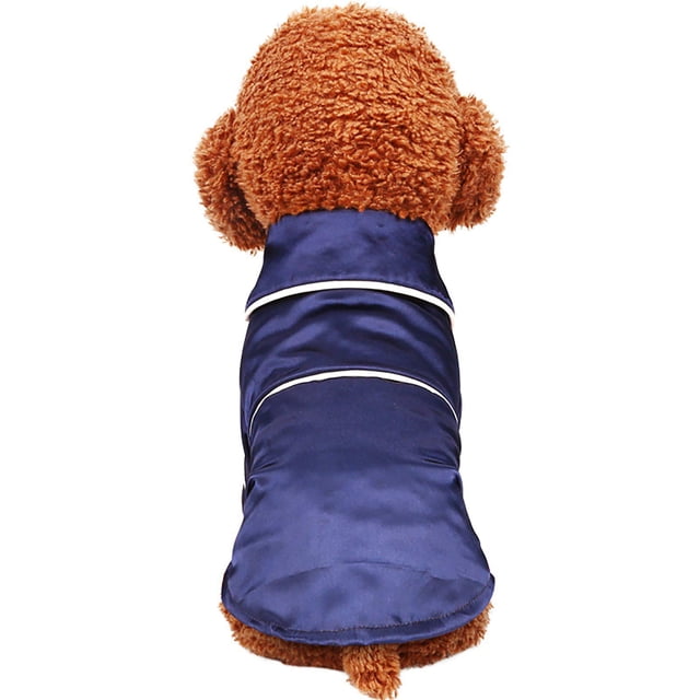 Pijamas para perros pequeños y gatos, ropa de dormir de dos patas con solapa de seda suave para mascotas, camisa para todas las estaciones (M, azul)