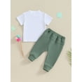 thumbnail image 5 of Qtinghua Infant Toddler Baby Boy St. Patrick's Day Outfits Short Sleeve Letter Print T-shirt with Long Pants Outfits White 0-6 Months, 5 of 9