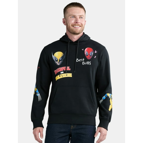 Deadpool & Wolverine Men's Graphic Print Hoodie with Long Sleeves, Sizes XS-3XL
