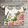 thumbnail image 3 of Ambesonne Spring Quilted Bedspread Set 3 Pcs, Wild Exotic Birds Roses, Queen Size, Multicolor, 3 of 3