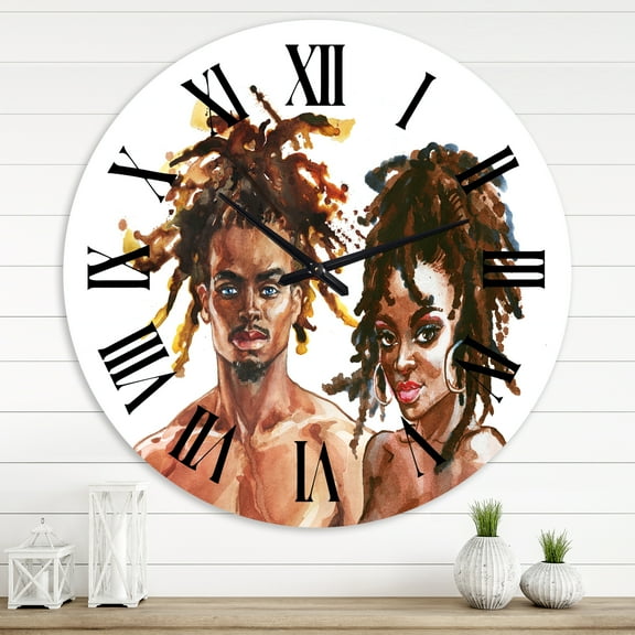 Designart 'Portrait Of Afro American Couple' Modern Wall Clock