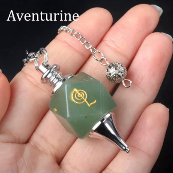 HOOUN 1pc Crystal Cho Ku Rei Pendulum Quartz Runes Chakra Gemstone Pendant Wicca Reiki-Aventurine-1 PC (Random Pick)