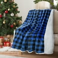 thumbnail image 7 of Buffalo Plaid Sherpa Throw TV Blanket, Super Soft Reversible Fleece Blanket for Cabin Bed or Couch, Catalonia series by Terrania, Blue Plaid, 50" x 60", 7 of 7